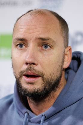 Belgian Davis Cup captain Steve Darcis pictured during a press conference, PK, Pressekonferenz of Onclin for his first selection with the Davis Cup team, at the BW Open ATP, Tennis Herren Challenger 125 tournament, in Louvain-la-Neuve, Tuesday 23 January 2024. THE BW Open takes place from 22 to 28 January. BENOITxDOPPAGNE  x84490416x
