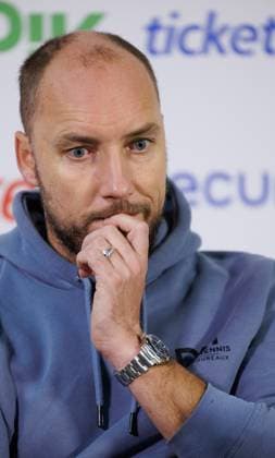 Belgian Davis Cup captain Steve Darcis pictured during a press conference, PK, Pressekonferenz of Onclin for his first selection with the Davis Cup team, at the BW Open ATP, Tennis Herren Challenger 125 tournament, in Louvain-la-Neuve, Tuesday 23 January 2024. THE BW Open takes place from 22 to 28 January. BENOITxDOPPAGNE  x84490421x