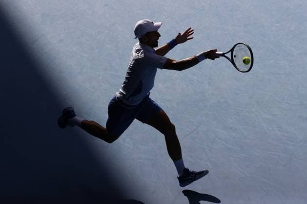 Novak Djokovic (SRB) in action during their quarterfinals match against Tayor Fritz (USA) during Australian Open, International Tennis match in Melbourne, Australia, January 23 2024  Copyright: xAgnxFoto IPAxSportx xipa-agency.x xx IPA_42889890 IPA_Agency_IPA42889890