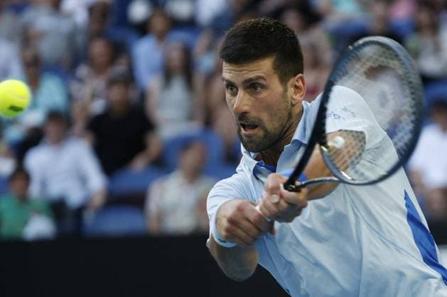 International Tennis match - Australian Open Novak Djokovic (SRB) in action during their quarterfinals match against Tayor Fritz (USA) during Australian Open, International Tennis match in Melbourne, Australia, January 23 2024 Melbourne Australia  Copyright: xIPAxSport ABACAx