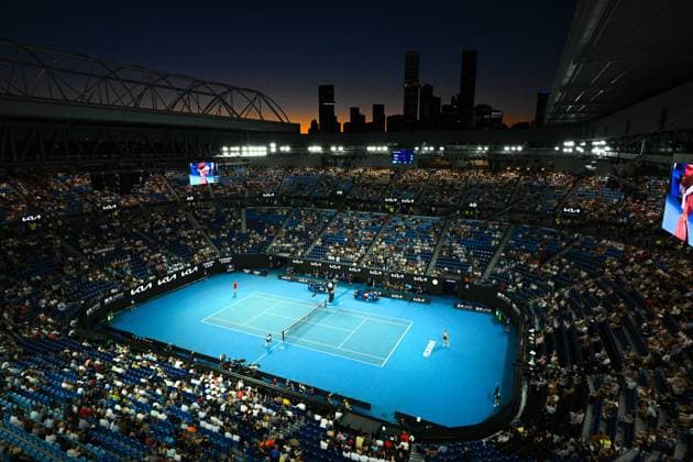 TENNIS AUSTRALIAN OPEN, A general view of Rod Laver Arena during the quarter final match between Barbora Krejcikova of the Czech Republic and Aryna Sabelenka of Belarus on Day 10 of the 2024 Australian Open at Melbourne Park in Melbourne, Tuesday, January 23, 2024. ( NO ARCHIVING, EDITORIAL USE ONLY, NO USE IN BOOKS WITHOUT CONSENT MELBOURNE VICTORIA AUSTRALIA  Copyright: xJOELxCARRETTx 20240123001892576095