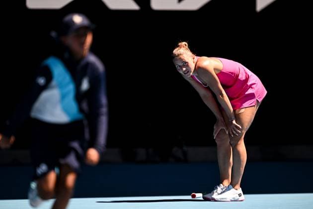Marta Kostyuk (UKR) reacts during her Quarter Final match Australian Open, Day Ten, Tennis, Melbourne Park, Melbourne, Australia - 23 Jan 2024  Copyright: xJamesxGourley Shutterstockx 14312084dj