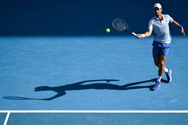 Novak Djokovic (SRB) reacts during his Quarter Final match Australian Open, Day Ten, Tennis, Melbourne Park, Melbourne, Australia - 23 Jan 2024  Copyright: xJamesxGourley Shutterstockx 14312084eb