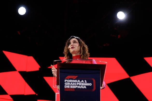 January 23, 2024, Madrid, Madrid, SPAIN: Isabel Diaz Ayuso, President of the Community of Madrid, attends during the presentation of the Formula One Madrid Grand Prix that will be held in Madrid starting in 2026 at IFEMA on January 23, 2024, in Madrid, Spain. Madrid SPAIN - ZUMAa181 20240123_zaa_a181_009 Copyright: xGuillermoxMartinezx