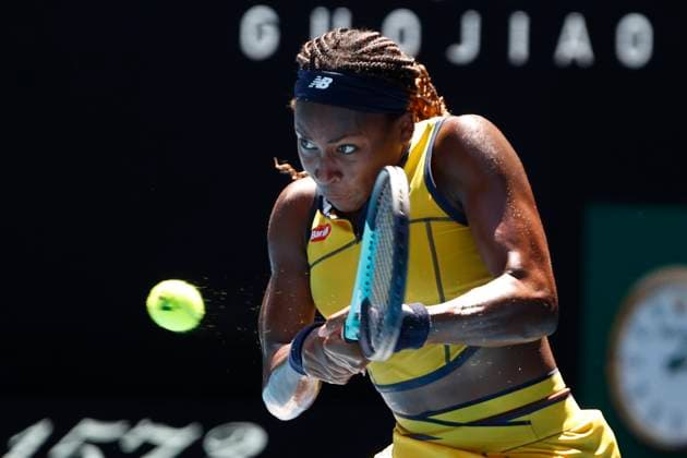 January 23, 2024, Melbourne, Australia: 4th seed COCO GAUFF of the USA in action against M. Kostyuk of Ukraine on Rod Laver Arena in a Women s Singles Quarterfinals match on day 10 of the 2024 Australian Open in Melbourne, Australia. Gauff won 7:6, 6:7, 6:2. Melbourne Australia - ZUMAl131 20240123_zsp_l131_008 Copyright: xCiroxDexLucax