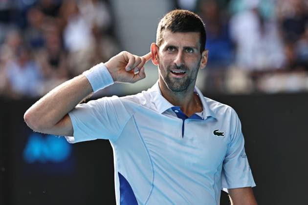 Novak Djokovic, SRB, during quarter finals of 2024 Australian Open in Melbourne, 23 01 2023
