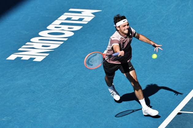 Taylor Fritz, USA, during quarter finals of 2024 Australian Open in Melbourne, 23 01 2023