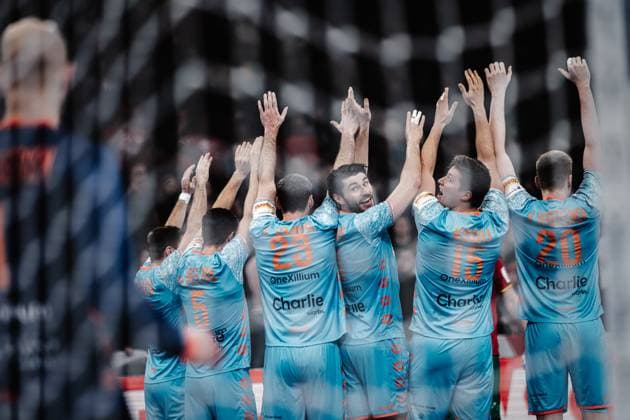 Handball Men EHF EURO 2024 European Championshop Men 2024 Final Tournament Netherlands vs Portugal 23 01 2024 Team Netherlands builds a wall Hamburg Barclays Arena Hamburg Germany