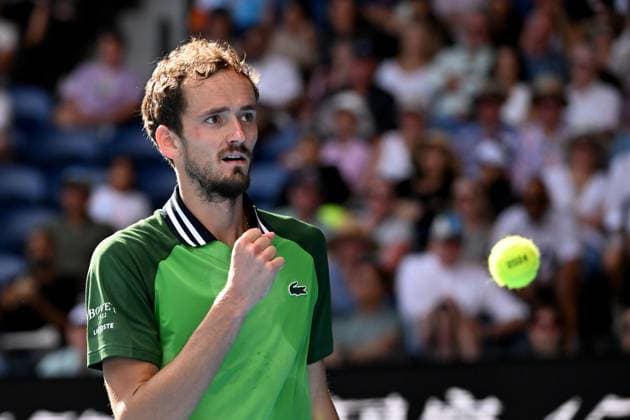 TENNIS AUSTRALIAN OPEN, Daniil Medvedev of Russia reacts during his Quaterfinal match against Hubert Hurkacz of Poland on Day 11 of the 2024 Australian Open at Melbourne Park in Melbourne, Wednesday, January 24, 2024. ( NO ARCHIVING, EDITORIAL USE ONLY, NO USE IN BOOKS WITHOUT CONSENT MELBOURNE VICTORIA AUSTRALIA  Copyright: xJAMESxROSSx 20240124001892919922