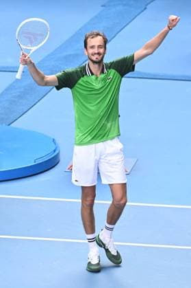 TENNIS AUSTRALIAN OPEN, Daniil Medvedev of Russia celebrates match point during his Quaterfinal win against Hubert Hurkacz of Poland on Day 11 of the 2024 Australian Open at Melbourne Park in Melbourne, Wednesday, January 24, 2024. ( NO ARCHIVING, EDITORIAL USE ONLY, NO USE IN BOOKS WITHOUT CONSENT MELBOURNE VICTORIA AUSTRALIA  Copyright: xJOELxCARRETTx 20240124001892921998