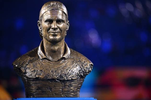 TENNIS AUSTRALIAN OPEN, The bronze bust Former Australian tennis player Lleyton Hewitt who was inducted into the Australian Tennis Hall of Fame during a ceremony on Rod Laver Arena on Day 11 of the 2024 Australian Open at Melbourne Park in Melbourne, Wednesday, January 24, 2024. ( NO ARCHIVING, EDITORIAL USE ONLY, NO USE IN BOOKS WITHOUT CONSENT MELBOURNE VICTORIA AUSTRALIA  Copyright: xJOELxCARRETTx 20240124001892934975