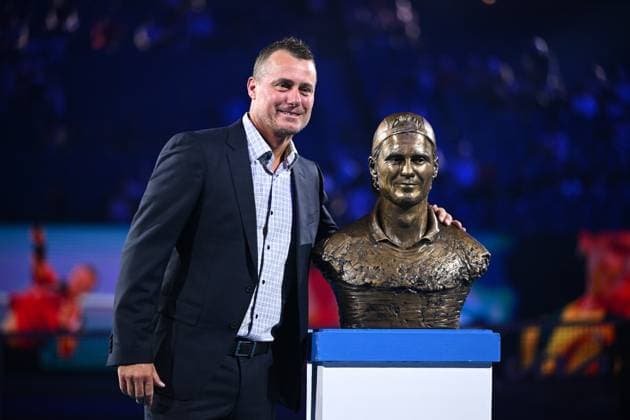 TENNIS AUSTRALIAN OPEN, Former Australian tennis player Lleyton Hewitt is inducted into the Australian Tennis Hall of Fame during a ceremony on Rod Laver Arena on Day 11 of the 2024 Australian Open at Melbourne Park in Melbourne, Wednesday, January 24, 2024. ( NO ARCHIVING, EDITORIAL USE ONLY, NO USE IN BOOKS WITHOUT CONSENT MELBOURNE VICTORIA AUSTRALIA  Copyright: xJOELxCARRETTx 20240124001892935596