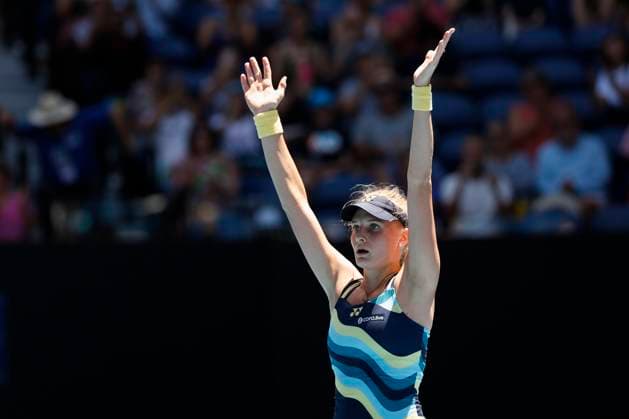 Dayana Yastremska cheers after winning, jubilation, joy, emotion, Australian Open 2024, Melbourne Park, Melbourne, Victoria, Australia Copyright: xJuergenxHasenkopfx