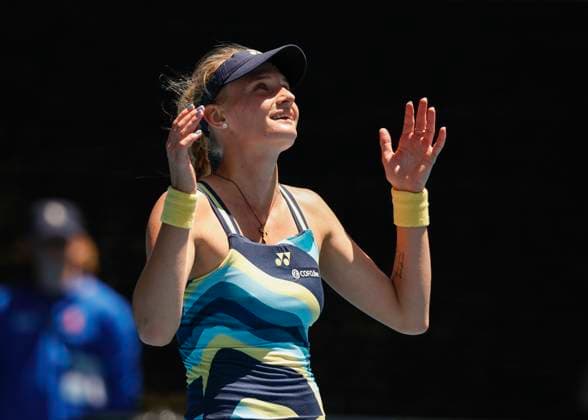 Dayana Yastremska cheers after winning, jubilation, joy, emotion, Australian Open 2024, Melbourne Park, Melbourne, Victoria, Australia Copyright: xJuergenxHasenkopfx