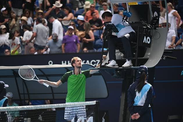 Daniil Medvedev during his Quarter Final match Australian Open, Day Eleven, Tennis, Melbourne Park, Melbourne, Australia - 24 Jan 2024  Copyright: xJamesxGourley Shutterstockx 14312088di