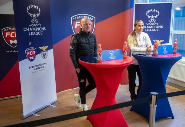 MALMÖ 2024 01 24 Coach Joel Kjetselberg and midfielder Ria Öling at Wednesdays press conference with FC Rosengard ahead of tomorrows Champions League match against SL Benfica MALMÖ SVERIGE x50090x  Copyright: xJohanxNilsson TTx ROSENGARD PRESSKONFERENS CHAMPIONS LEAGUE