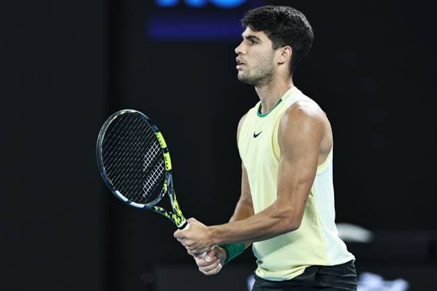 Carlos Alcaraz, ESP, during quarter finals of 2024 Australian Open in Melbourne, 24 01 2023