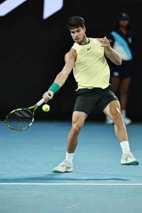 Carlos Alcaraz, ESP, during quarter finals of 2024 Australian Open in Melbourne, 24 01 2023