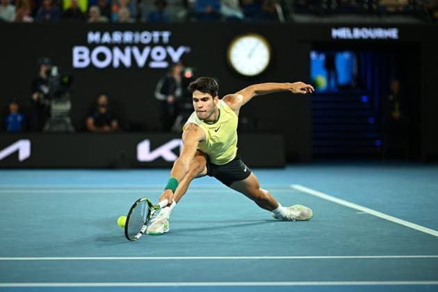 2024 Australian Open - Melbourne Carlos Alcaraz (ESP) during his quarter final round match at the 2024 Australian Open at Melbourne Park in Melbourne, Australia, on January 24, 2024. Photo by Corinne Dubreuil ABACAPRESS.COM Melbourne Australia  Copyright: xDubreuilxCorinne ABACAx