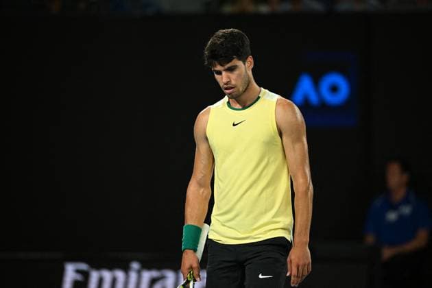 2024 Australian Open - Melbourne Carlos Alcaraz (ESP) during his quarter final round match at the 2024 Australian Open at Melbourne Park in Melbourne, Australia, on January 24, 2024. Photo by Corinne Dubreuil ABACAPRESS.COM Melbourne Australia  Copyright: xDubreuilxCorinne ABACAx