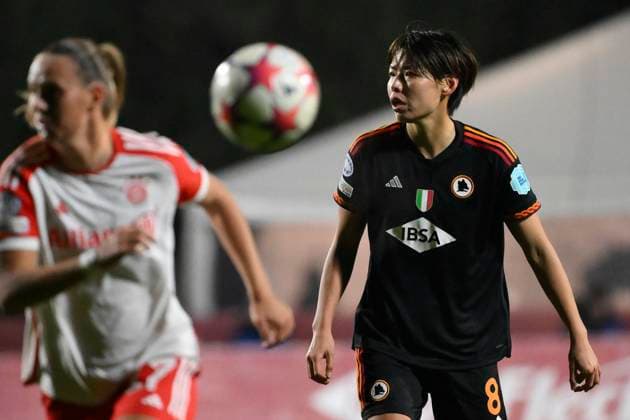 Saki Kumagai of AS Roma looks on during the Women Champions League group stage C match between AS Roma and Bayern Munchen at tre fontane stadium, Rome (Italy), January 24th, 2023. andreaxstaccioli