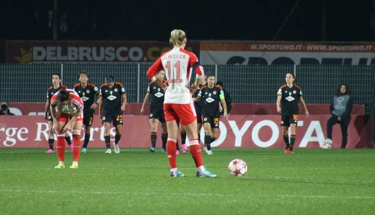 24 01 2024, xgrfx, Football Champions League Women, AS Roma FC Bayern Munich emspor, v l goal, Valentina Giacinti AS Roma DFL DFB REGULATIONS PROHIBIT ANY USE OF PHOTOGRAPHS as IMAGE SEQUENCES and or QUASI VIDEO Rome