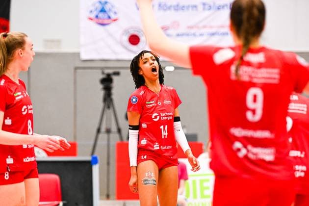 1 Volleyball Bundesliga Women, Dresdner SC vs VC Neuwied, Dresden, 24 01 2024 Tia Jimerson Dresdner SC, 14 1 Volleyball Bundesliga Women, Dresdner SC vs VC Neuwied on 24 01 2024 at the Margon Arena Dresden Copyright: xBEAUTIFULxSPORTS Hoepnerx