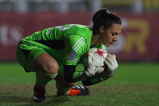 UEFA WOMEN™S CHAMPIONS LEAGUE 2023-2024 - GROUP C - AS ROMA vs FC BAYERN MUNCHEN Rome, Italy 24.01.2024: Maria Luisa Grohs of Bayern in action during the UEFA Women s Champions League 2023-2024 football match, group stage C, between AS Roma vs FC Bayern Munchen at Tre fontane stadium in Rome. Rome tre fontane italy Copyright: xmarcoxiacobucci