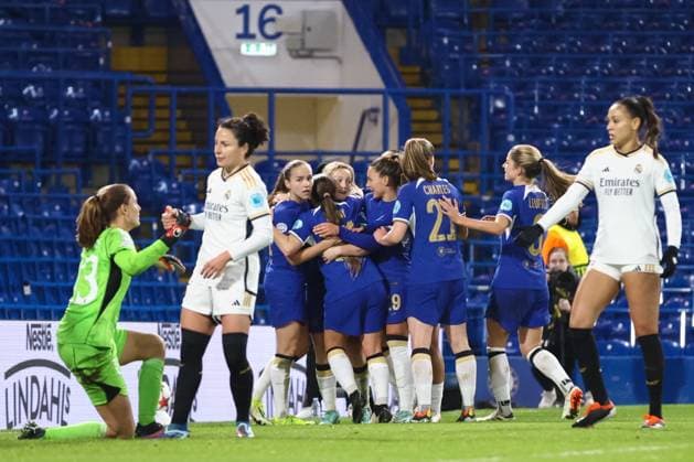 Chelsea Women v Real Madrid Women UEFA Womens Champions League Chelsea Women celebrates their teams second goal to make the score 2-1 during the UEFA Womens Champions League Group D match at Stamford Bridge, London Copyright: xChrisxMyattx FIL-19555-0046 UK Newspapers OUT