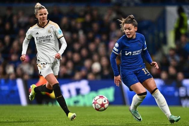 LONDON, ENGLAND - January 24: Johanna Rytting Kaneryd of Chelsea FC Women during the UEFA Womens Champions League group stage match between Chelsea FC Women and Real Madrid Women at Stamford Bridge on January 24, 2024 in London, England, Photo Sebastian Frej Chelsea FC Women v Real Madrid Femino : Group D - UEFA Womens Champions League 2023 24 Copyright: xSebastianxFrejx