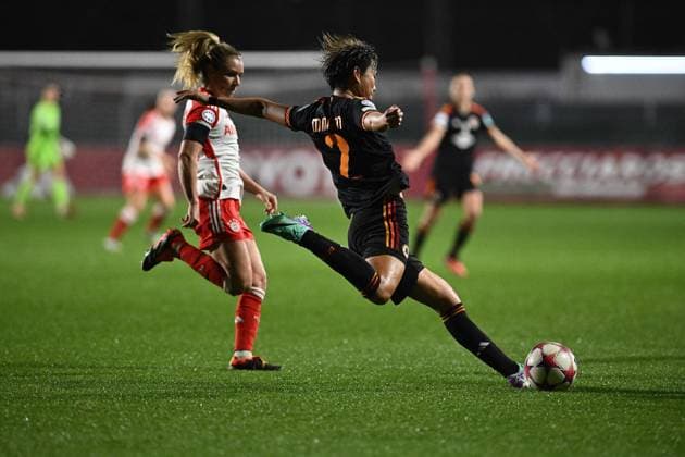 UEFA Champions League Women football match - AS Roma vs FC Bayern Munchen Moeka Minami of AS Roma during the Women Champions League match between AS Roma and FC Bayern Munchen at Stadio Tre Fontane on January 24, 2024 in Rome, Italy. Rome Italy  Copyright: xIPAxSport ABACAx