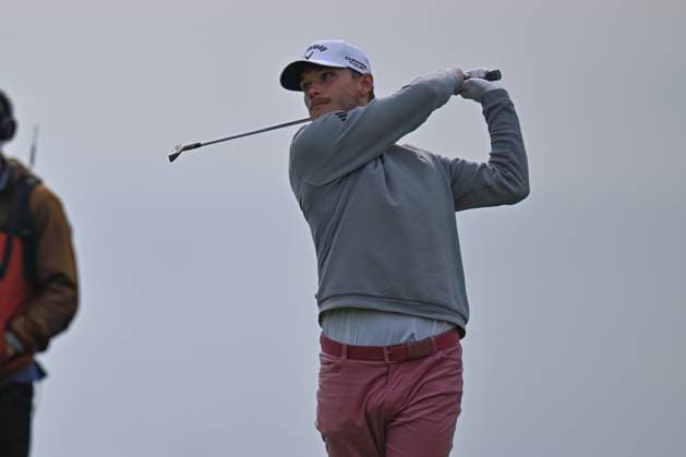 January 24, 2024: Nicolai Hojgaard tees off on the 8th hole during the first round of the Farmers Insurance Open at Torrey Pines South in San Diego, California. CSM San Diego USA - ZUMAc04_ 20240124_zma_c04_063 Copyright: xJustinxFinex