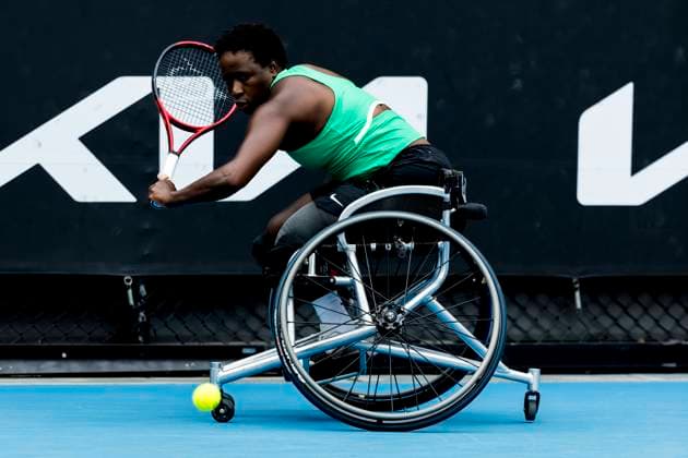 MELBOURNE, VIC - JANUARY 25: Kgothatso Montjane of South Africa in action during the semifinals of the 2024 Australian Open on January 25 2024, at Melbourne Park in Melbourne, Australia. (Photo by Jason Heidrich Icon Sportswire) TENNIS: JAN 25 Australian Open EDITORIAL USE ONLY Icon240125038