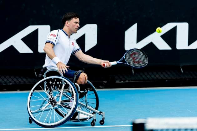 MELBOURNE, VIC - JANUARY 25: Gordon Reid of Great Britain in action during the semifinals of the 2024 Australian Open on January 25 2024, at Melbourne Park in Melbourne, Australia. (Photo by Jason Heidrich Icon Sportswire) TENNIS: JAN 25 Australian Open EDITORIAL USE ONLY Icon240125054