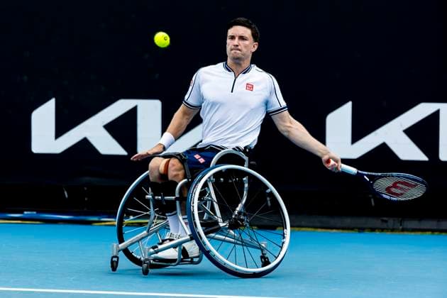 MELBOURNE, VIC - JANUARY 25: Gordon Reid of Great Britain in action during the semifinals of the 2024 Australian Open on January 25 2024, at Melbourne Park in Melbourne, Australia. (Photo by Jason Heidrich Icon Sportswire) TENNIS: JAN 25 Australian Open EDITORIAL USE ONLY Icon240125045