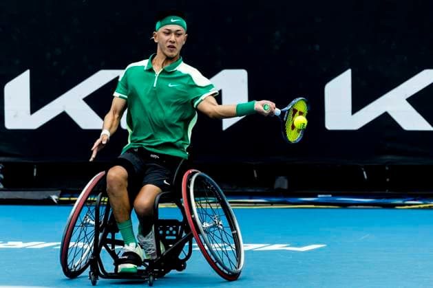 MELBOURNE, VIC - JANUARY 25: Tokito Oda of Japan in action during the semifinals of the 2024 Australian Open on January 25 2024, at Melbourne Park in Melbourne, Australia. (Photo by Jason Heidrich Icon Sportswire) TENNIS: JAN 25 Australian Open EDITORIAL USE ONLY Icon240125078