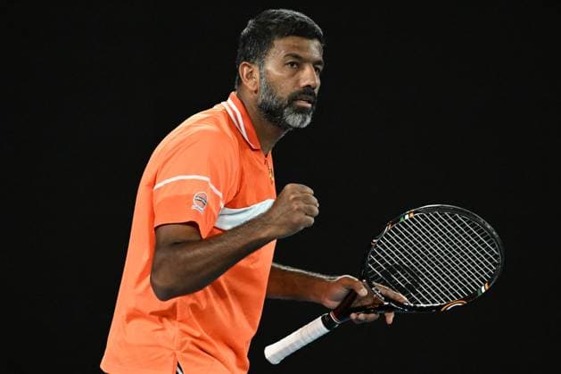 TENNIS AUSTRALIAN OPEN, Rohan Bopanna of India, the oldest playing at the Australian Open, partnering with Matthew Ebden of Australia during their Men?s Doubles semifnal against Tomas Machac of Czech Republic and Zhizhen Zhang of China on Day 12 of the 2024 Australian Open at Melbourne Park in Melbourne, Thursday, January 25, 2024. ( NO ARCHIVING, EDITORIAL USE ONLY, NO USE IN BOOKS WITHOUT CONSENT MELBOURNE VICTORIA AUSTRALIA  Copyright: xJAMESxROSSx 20240125001893306395