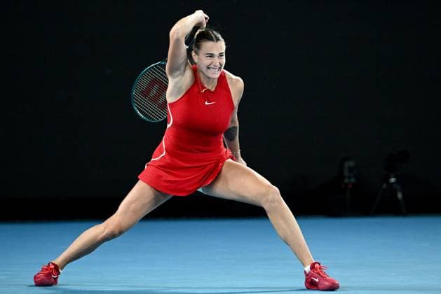 TENNIS AUSTRALIAN OPEN, Aryna Sabalenka of Belarus in action during her Women?s Singles semifinal against Coco Gauff of the USA on Day 12 of the 2024 Australian Open at Melbourne Park in Melbourne, Thursday, January 25, 2024. ( NO ARCHIVING, EDITORIAL USE ONLY, NO USE IN BOOKS WITHOUT CONSENT MELBOURNE VICTORIA AUSTRALIA  Copyright: xJOELxCARRETTx 20240125001893372880