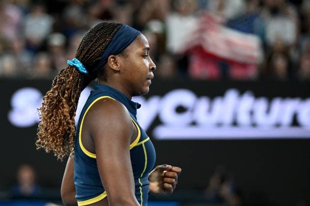 TENNIS AUSTRALIAN OPEN, Coco Gauff of the USA during her Women?s Singles semifinal against Aryna Sabalenka of Belarus on Day 12 of the 2024 Australian Open at Melbourne Park in Melbourne, Thursday, January 25, 2024. ( NO ARCHIVING, EDITORIAL USE ONLY, NO USE IN BOOKS WITHOUT CONSENT MELBOURNE VICTORIA AUSTRALIA  Copyright: xJOELxCARRETTx 20240125001893372982