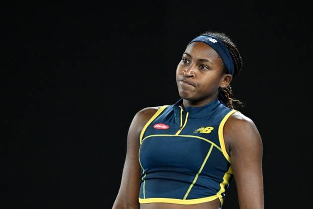 TENNIS AUSTRALIAN OPEN, Coco Gauff of the USA reacts during her Women?s Singles semifinal against Aryna Sabalenka of Belarus on Day 12 of the 2024 Australian Open at Melbourne Park in Melbourne, Thursday, January 25, 2024. ( NO ARCHIVING, EDITORIAL USE ONLY, NO USE IN BOOKS WITHOUT CONSENT MELBOURNE VICTORIA AUSTRALIA  Copyright: xJOELxCARRETTx 20240125001893373166