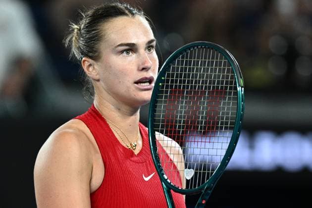 TENNIS AUSTRALIAN OPEN, Aryna Sabalenka of Belarus celebrates match point during her Women?s Singles semifinal win over Coco Gauff of the USA on Day 12 of the 2024 Australian Open at Melbourne Park in Melbourne, Thursday, January 25, 2024. ( NO ARCHIVING, EDITORIAL USE ONLY, NO USE IN BOOKS WITHOUT CONSENT MELBOURNE VICTORIA AUSTRALIA  Copyright: xJOELxCARRETTx 20240125001893405029