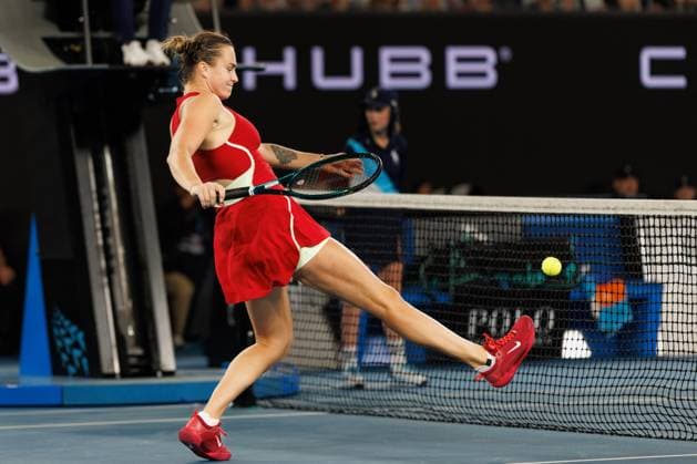 Tennis 2024: Australian Open Day 12 January 25, 2024: 2nd seed ARYNA SABALENKA of Belarus in action against 4th seed COCO GAUFF of the USA on Rod Laver Arena in a Women s Singles Semifinal match on day 12 of the 2024 Australian Open in Melbourne, Australia. Sydney Low Cal Media(Credit Image: Â Sydney Low Cal Sport Media) California USA EDITORIAL USE ONLY Copyright: xx ZUMA-20240125_faf_c04_009.jpg SydneyxLowx csmphotothree226849