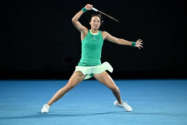 TENNIS AUSTRALIAN OPEN, Qinwen Zheng of China in action during her Women?s Singles semifinal against Dayana Yastremska of Ukraine on Day 12 of the 2024 Australian Open at Melbourne Park in Melbourne, Thursday, January 25, 2024. ( NO ARCHIVING, EDITORIAL USE ONLY, NO USE IN BOOKS WITHOUT CONSENT MELBOURNE VICTORIA AUSTRALIA  Copyright: xJOELxCARRETTx 20240125001893422340