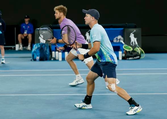 Yannick Hanfmann Dominik Koepfer, Mens Doubles, Australian Open 2023, Melbourne Park, Melbourne, Victoria, Australia Copyright: xJuergenxHasenkopfx
