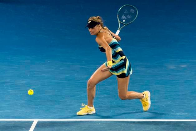 MELBOURNE, VIC - JANUARY 25: Dayana Yastremska of Ukraine in action during the semifinals of the 2024 Australian Open on January 25 2024, at Melbourne Park in Melbourne, Australia. (Photo by Jason Heidrich Icon Sportswire) TENNIS: JAN 25 Australian Open EDITORIAL USE ONLY Icon240125209