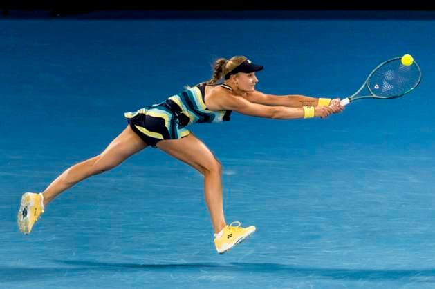 MELBOURNE, VIC - JANUARY 25: Dayana Yastremska of Ukraine in action during the semifinals of the 2024 Australian Open on January 25 2024, at Melbourne Park in Melbourne, Australia. (Photo by Jason Heidrich Icon Sportswire) TENNIS: JAN 25 Australian Open EDITORIAL USE ONLY Icon240125218