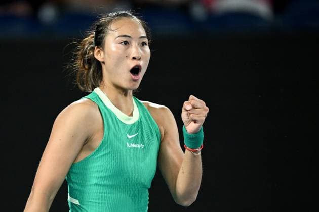 TENNIS AUSTRALIAN OPEN, Qinwen Zheng of China reacts during her Women?s Singles semifinal against Dayana Yastremska of Ukraine on Day 12 of the 2024 Australian Open at Melbourne Park in Melbourne, Thursday, January 25, 2024. ( NO ARCHIVING, EDITORIAL USE ONLY, NO USE IN BOOKS WITHOUT CONSENT MELBOURNE VICTORIA AUSTRALIA  Copyright: xJOELxCARRETTx 20240125001893442627