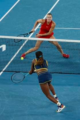 January 25, 2024, Melbourne, Victoria, Australia: Coco Gauff (USA) in action during their round semifinals match against Aryna Sabalenka on day 12 of the 2024 Australian Open at Melbourne Park on January 25, 2024 in Melbourne, Australia. Melbourne Australia - ZUMAl131 20240125_zsp_l131_016 Copyright: xCiroxDexLucax
