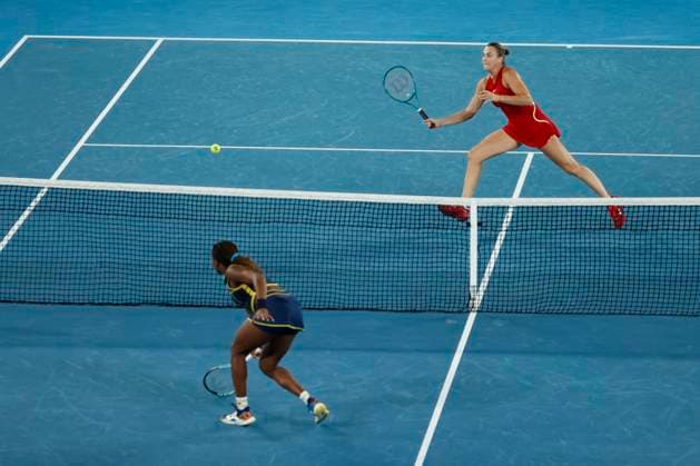 25th January 2024; Melbourne Park, Melbourne, Victoria, Australia; Australian Open Tennis Championship Day 12; Coco Gauff (USA) in action during the semifinals match against Aryna Sabalenka on day 12 of the 2024 Australian Open at Melbourne Park on January 25, 2024  ActionPlus12601591 NaFoto