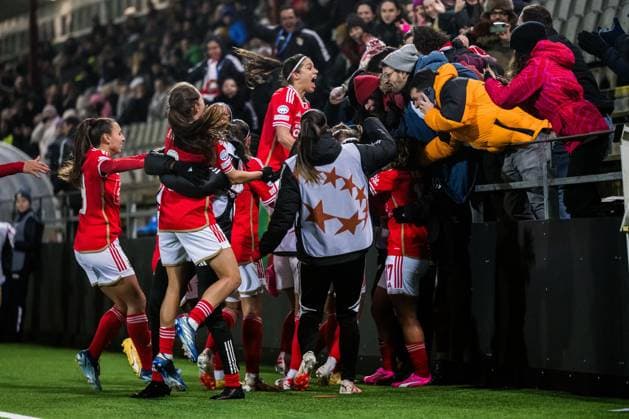 240125 Marie Alidou of Benfica celebrates after 1 2 during the UEFA Women s Champions League football match between FC Rosengard and Benfica on January 25, 2024 in Malmö Photo Petter Arvidson BILDBYRAN kod PA PA0740 fotboll soccer fotball champions league fc rosengard benfica dam bbeng jubel  Copyright: PETTERxARVIDSON BB240125PA212